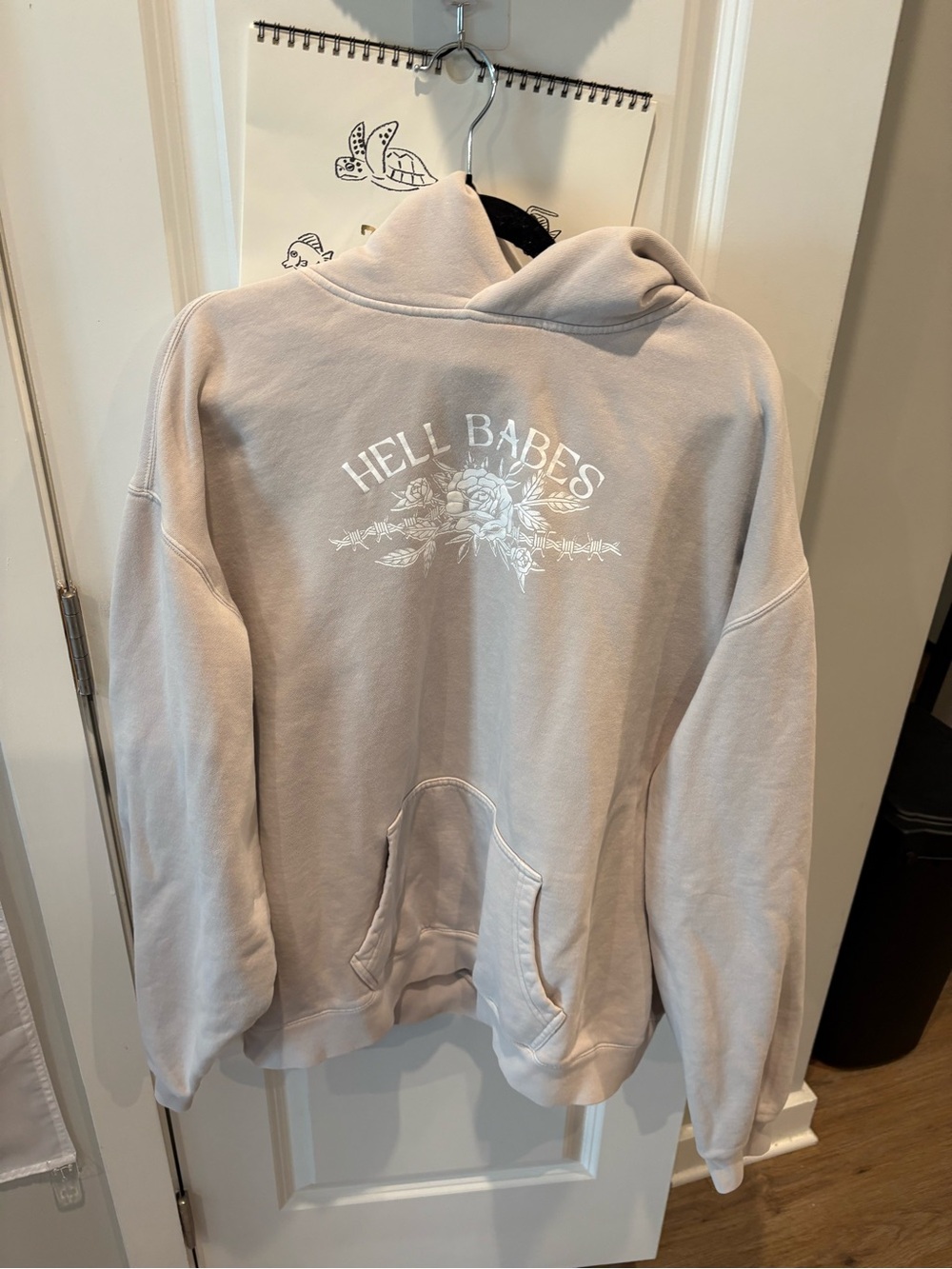 Light Beige 'Hell Babes' Floral Graphic Hoodie